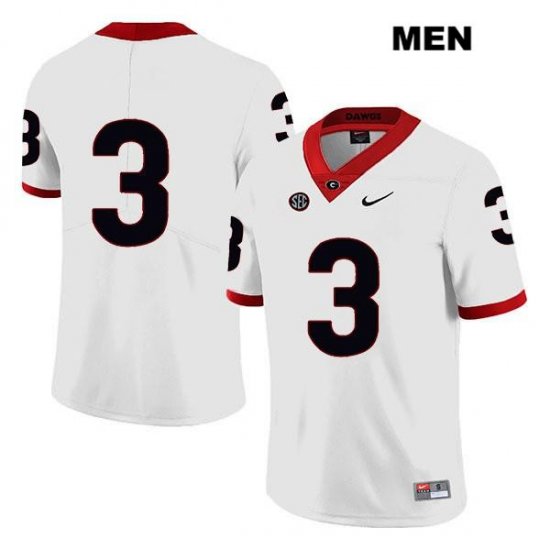 Men's Georgia Bulldogs NCAA #3 Zamir White Nike Stitched White Legend Authentic No Name College Football Jersey SNL0154DN